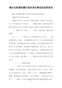 镇长任职期间履行经济责任情况的述职报告