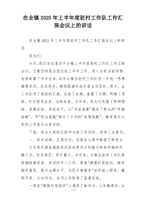 在全镇2025年上半年度驻村工作队工作汇报会议上的讲话