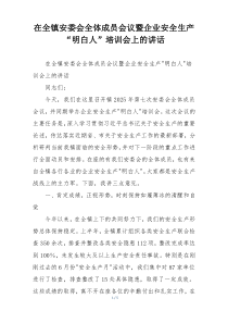 在全镇安委会全体成员会议暨企业安全生产“明白人”培训会上的讲话