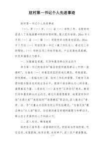 驻村第一书记个人先进事迹
