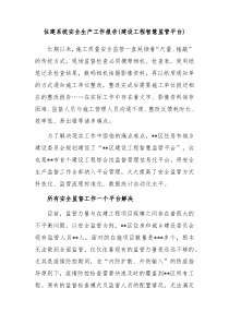 住建系统安全生产工作报告建设工程智慧监管平台