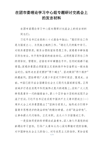 在团市委理论学习中心组专题研讨交流会上的发言材料