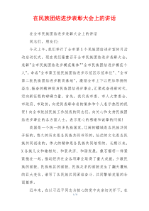 在民族团结进步表彰大会上的讲话