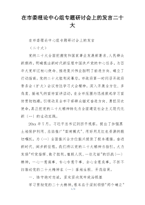 在市委理论中心组专题研讨会上的发言二十大