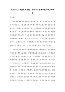 市委书记在市委党的建设工作领导小组第一次会议上的讲话