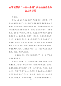 在环境保护“一法一条例”执法检查组全体会上的讲话