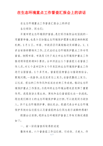 在生态环境重点工作督查汇报会上的讲话