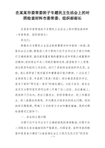 在某某市委常委班子专题民主生活会上的对照检查材料市委常委、组织部部长