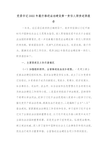 党委书记20XX年履行推进法治建设第一责任人职责述职报告