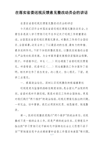 在落实省委巡视反馈意见整改动员会的讲话