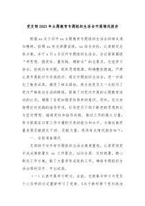 党支部20XX年主题教育专题组织生活会开展情况报告
