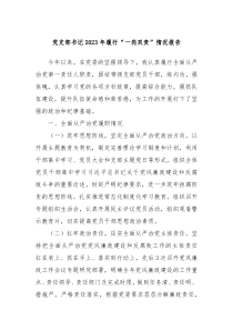 党支部书记20XX年履行一岗双责情况报告