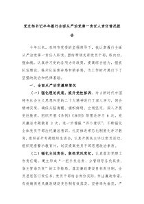 党支部书记半年履行全面从严治党第一责任人责任情况报告