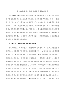 党支部标准化规范化建设自查情况报告