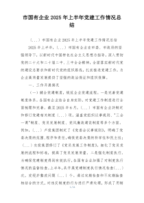 市国有企业2025年上半年党建工作情况总结