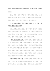 某国有企业党委书记在公司年度组织宣传工作会上的讲话