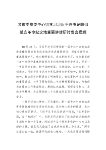 某市委常委中心组学习习近平总书记瞻仰延安革命纪念地重要讲话研讨发言提纲