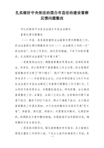 扎实做好中央依法治国办市县法治建设督察反馈问题整改