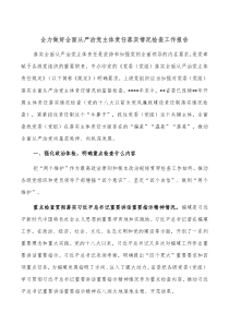 全力做好全面从严治党主体责任落实情况检查工作报告