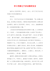 学习考察辽宁讲话精神发言