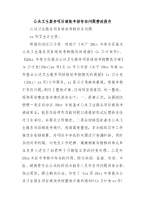 公共卫生服务项目绩效考核存在问题整改报告