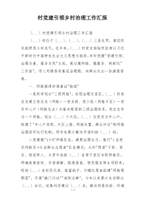 村党建引领乡村治理工作汇报