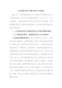 公司党委20XX年意识形态工作报告