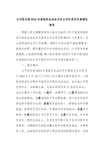 公司党支部20XX年度组织生活会及民主评议党员开展情况报告