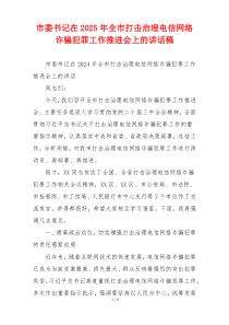市委书记在2025年全市打击治理电信网络诈骗犯罪工作推进会上的讲话稿
