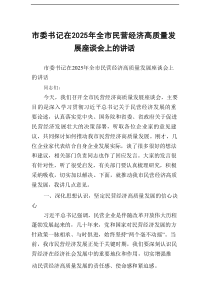 市委书记在2025年全市民营经济高质量发展座谈会上的讲话稿件