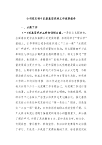 公司党支部书记抓基层党建工作述职报告