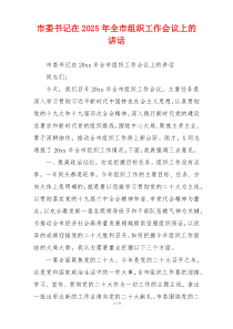 市委书记在2025年全市组织工作会议上的讲话