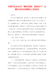 市委书记在全市“解放思想、真抓实干”主题行动动员部署会上的讲话