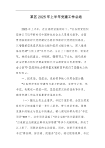 某区2025年上半年党建工作总结