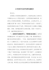 公司纪委书记述学述职述廉报告