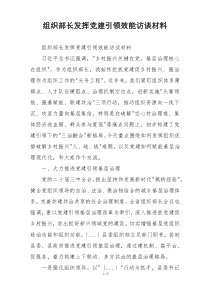 组织部长发挥党建引领效能访谈材料
