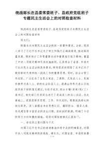 统战部长在县委常委班子、县政府党组班子专题民主生活会上的对照检查材料
