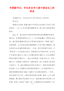 市委副书记、市长在全市三级干部会议上的讲话