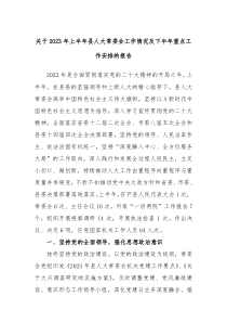 关于20XX年上半年县人大常委会工作情况及下半年重点工作安排的报告