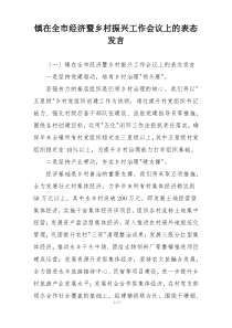 镇在全市经济暨乡村振兴工作会议上的表态发言