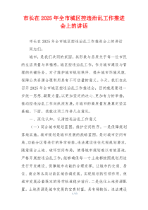 市长在2025年全市城区控违治乱工作推进会上的讲话