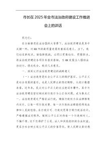 市长在2025年全市法治政府建设工作推进会上的讲话