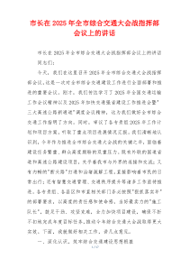 市长在2025年全市综合交通大会战指挥部会议上的讲话