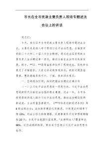 市长在全市党政主要负责人现场专题述法会议上的讲话