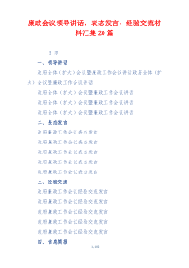 廉政会议领导讲话、表态发言、经验交流材料汇集20篇