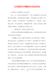 正风肃纪专项整治行动会讲话