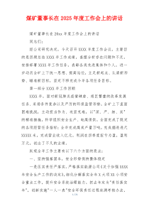 煤矿董事长在2025年度工作会上的讲话