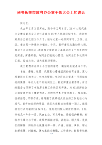 秘书长在市政府办公室干部大会上的讲话