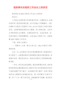 组织部长在组织工作会议上的讲话