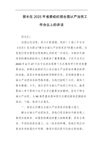 部长在2025年省委组织部全面从严治党工作会议上的讲话